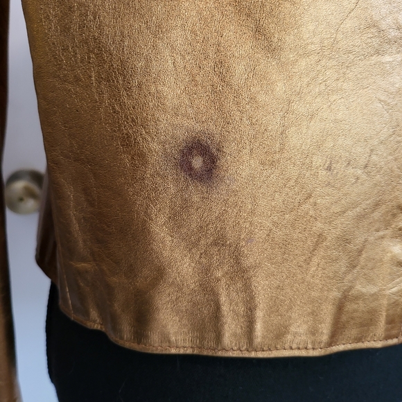 VINTAGE VAKKO RARE METALLIC GOLD LEATHER JACKET - Picture 4 of 9